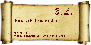 Bencsik Leonetta névjegykártya